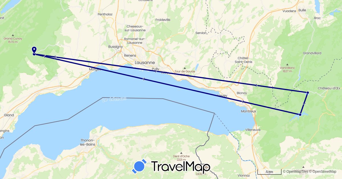 TravelMap itinerary: driving in Switzerland (Europe)