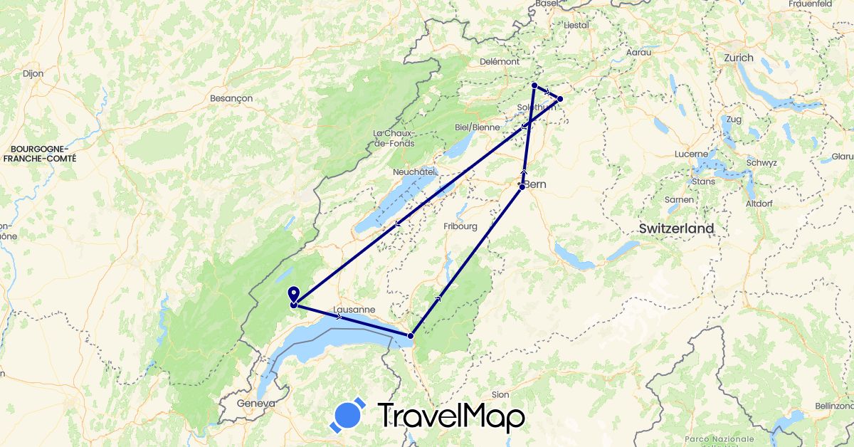 TravelMap itinerary: driving in Switzerland (Europe)