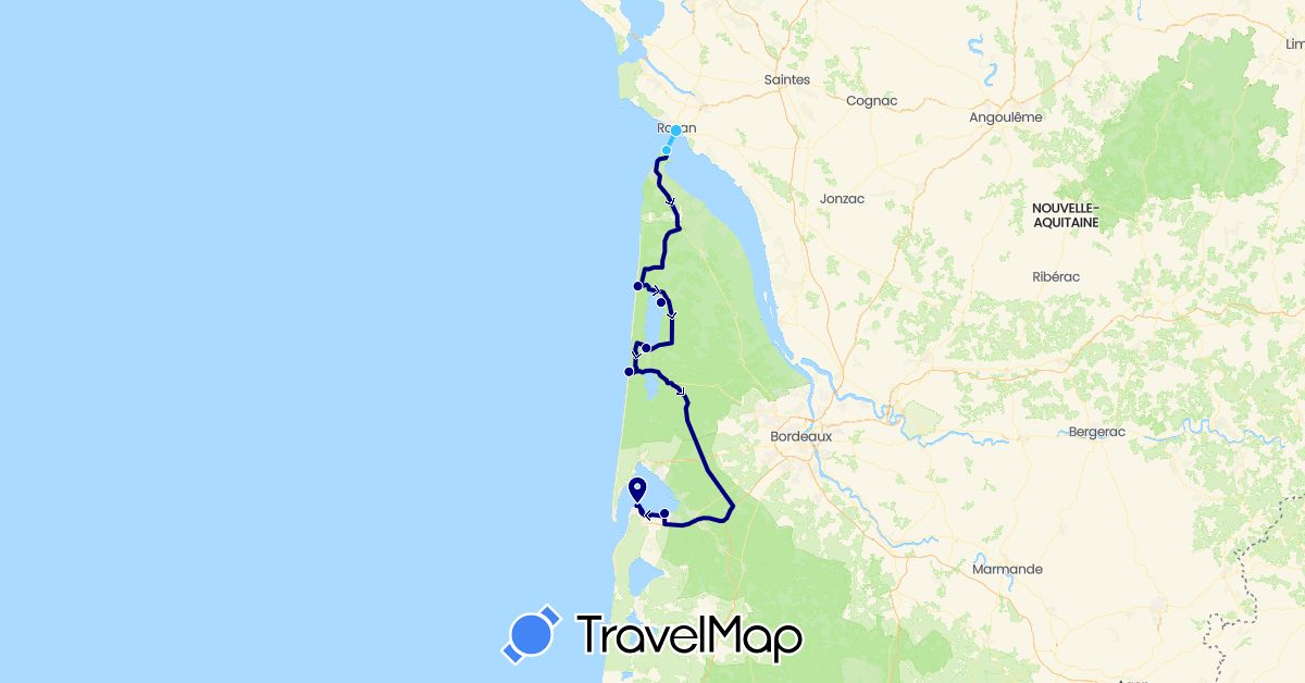 TravelMap itinerary: driving, boat in France (Europe)