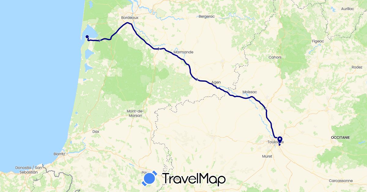 TravelMap itinerary: driving in France (Europe)