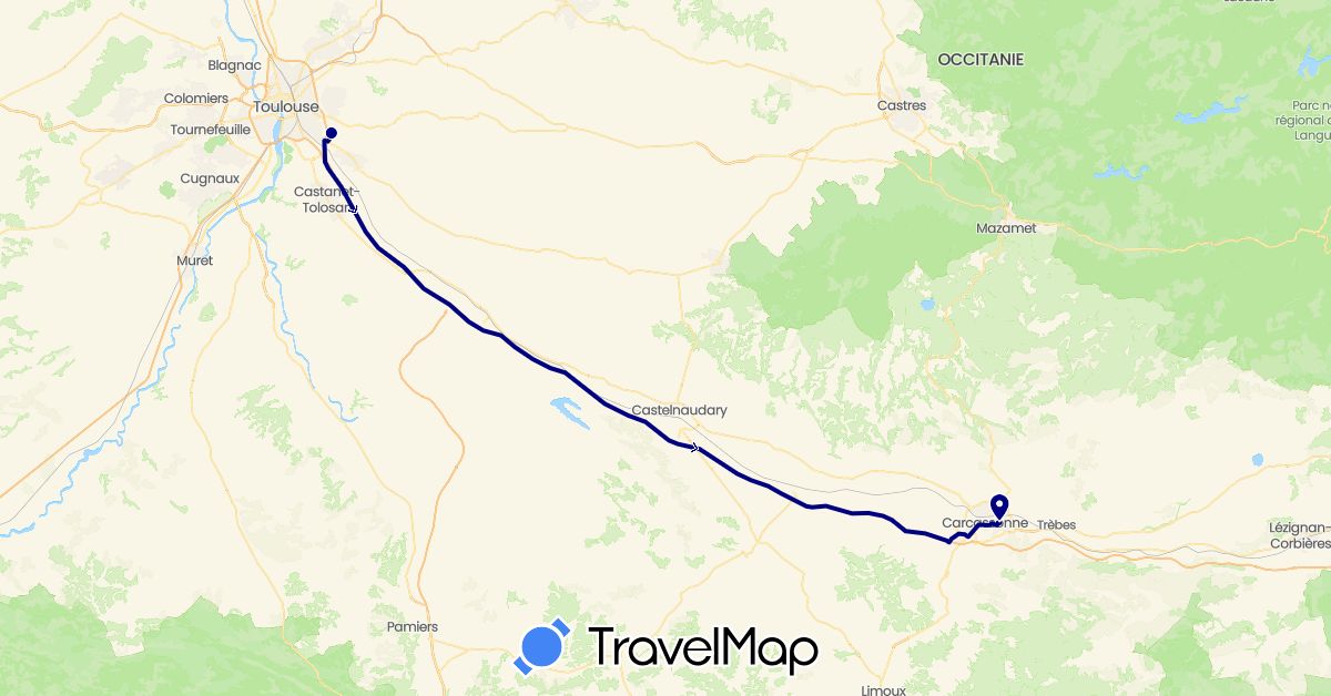 TravelMap itinerary: driving in France (Europe)