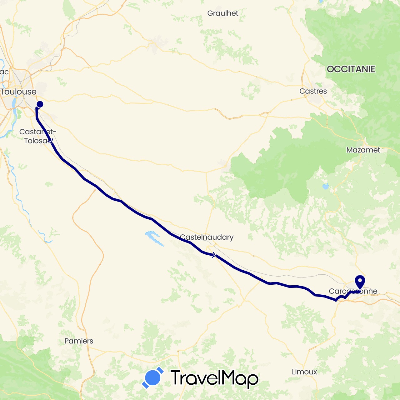 TravelMap itinerary: driving in France (Europe)