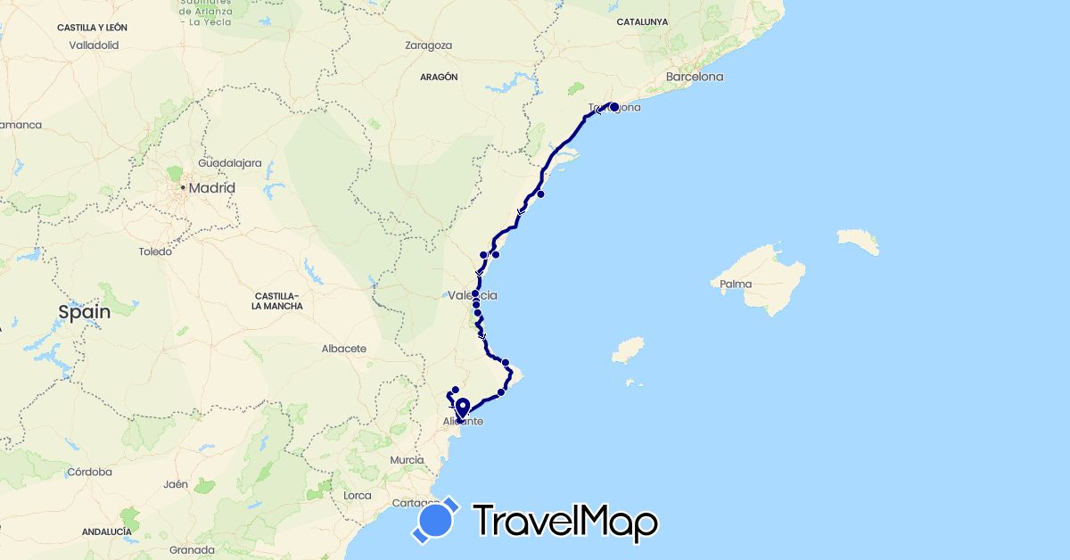 TravelMap itinerary: driving in Spain (Europe)