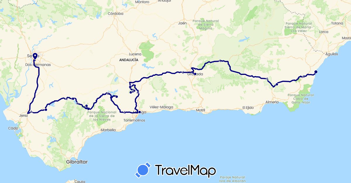 TravelMap itinerary: driving in Spain (Europe)