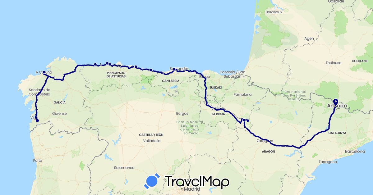 TravelMap itinerary: driving in Andorra, Spain (Europe)