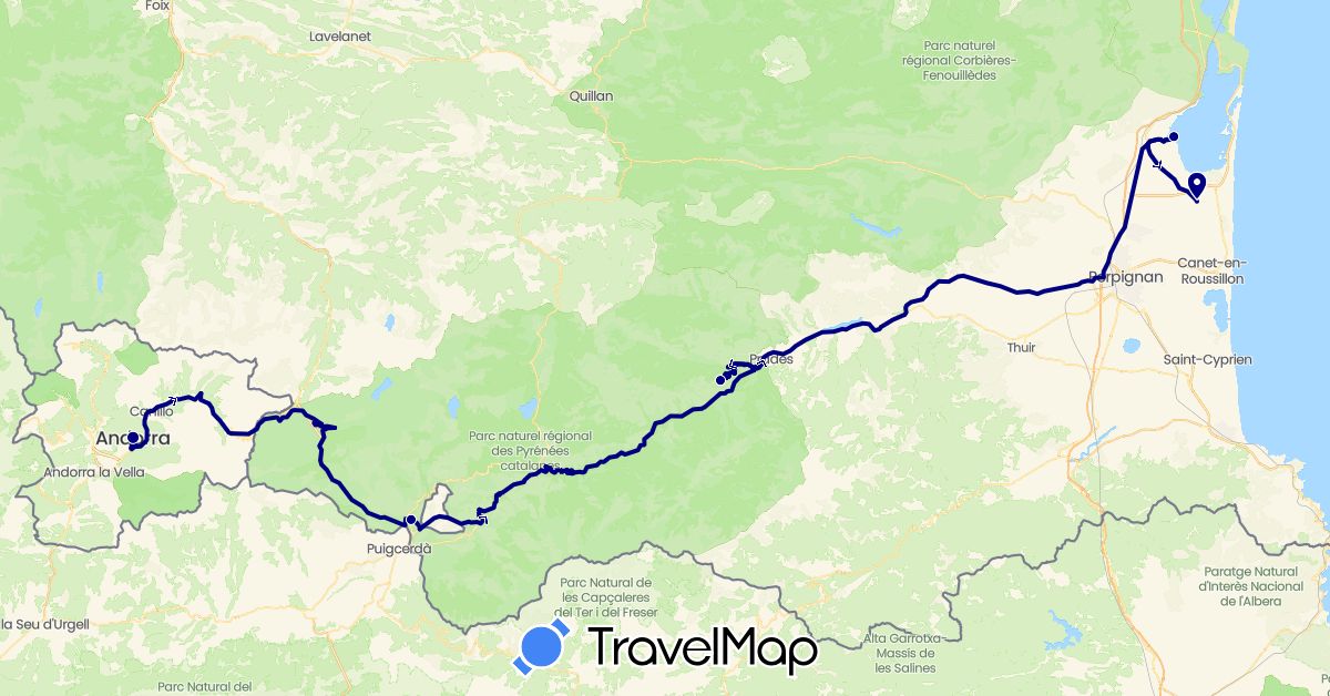 TravelMap itinerary: driving in Andorra, France (Europe)