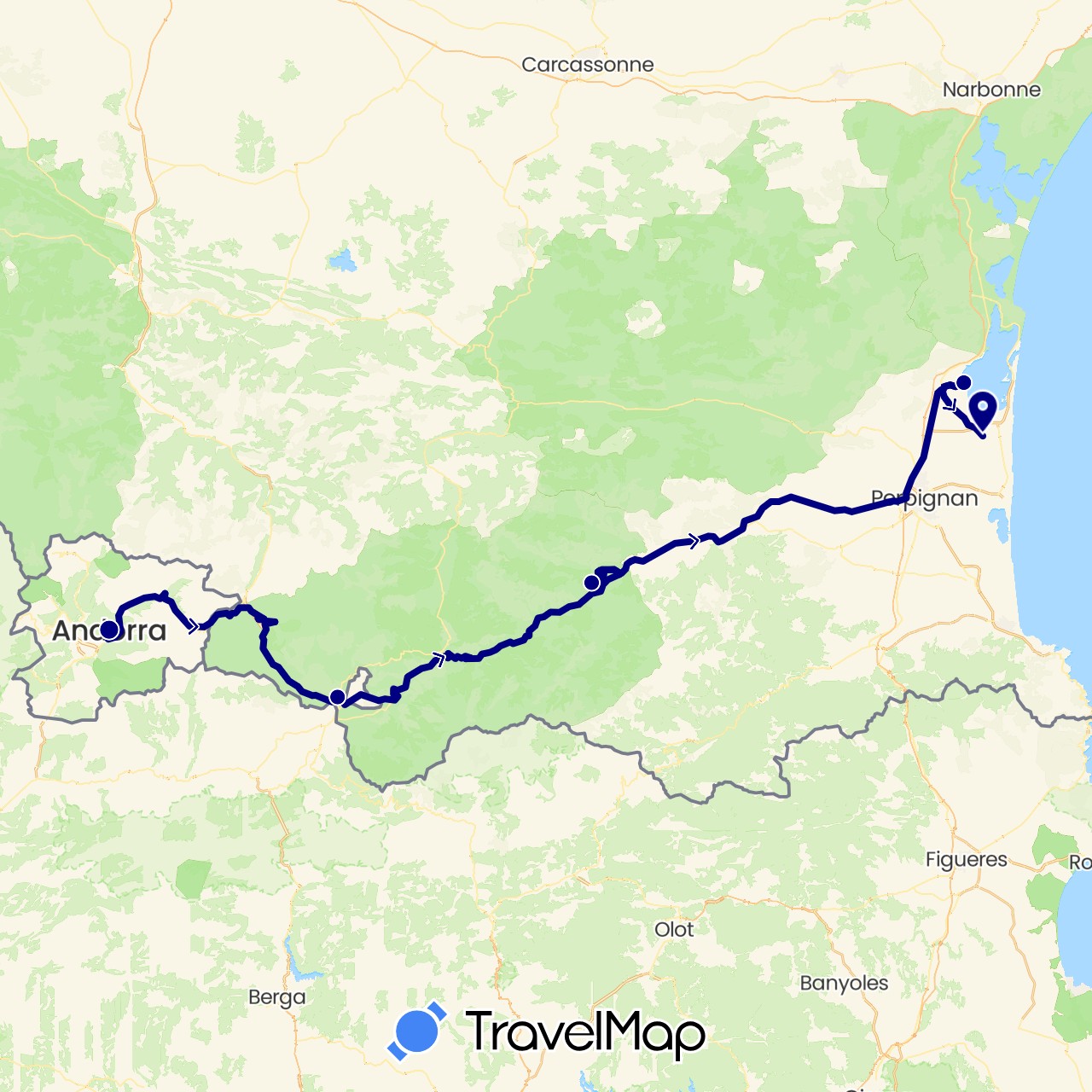 TravelMap itinerary: driving in Andorra, France (Europe)