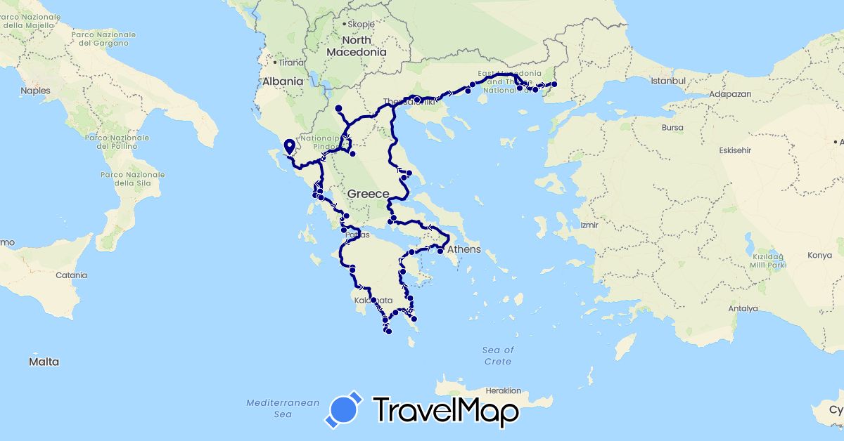 TravelMap itinerary: driving in Greece (Europe)