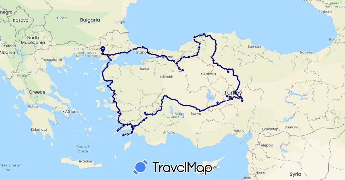 TravelMap itinerary: driving in Turkey (Asia)